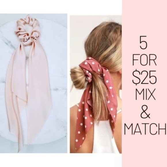 Accessories - 5 for $25 Pink Hair Scarf Scrunchie
